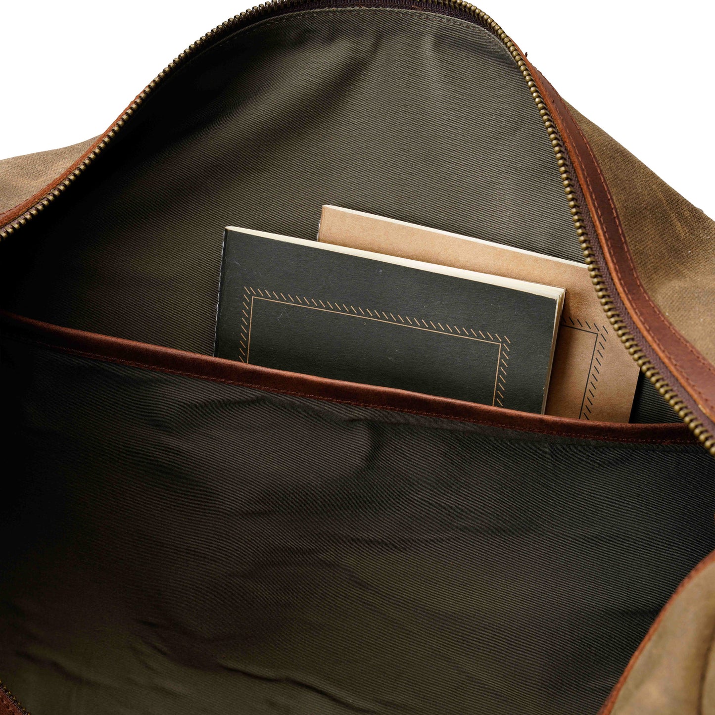 Vintage Waxed Canvas Duffel Bag – Leather Travel Weekender with Shoulder Strap
