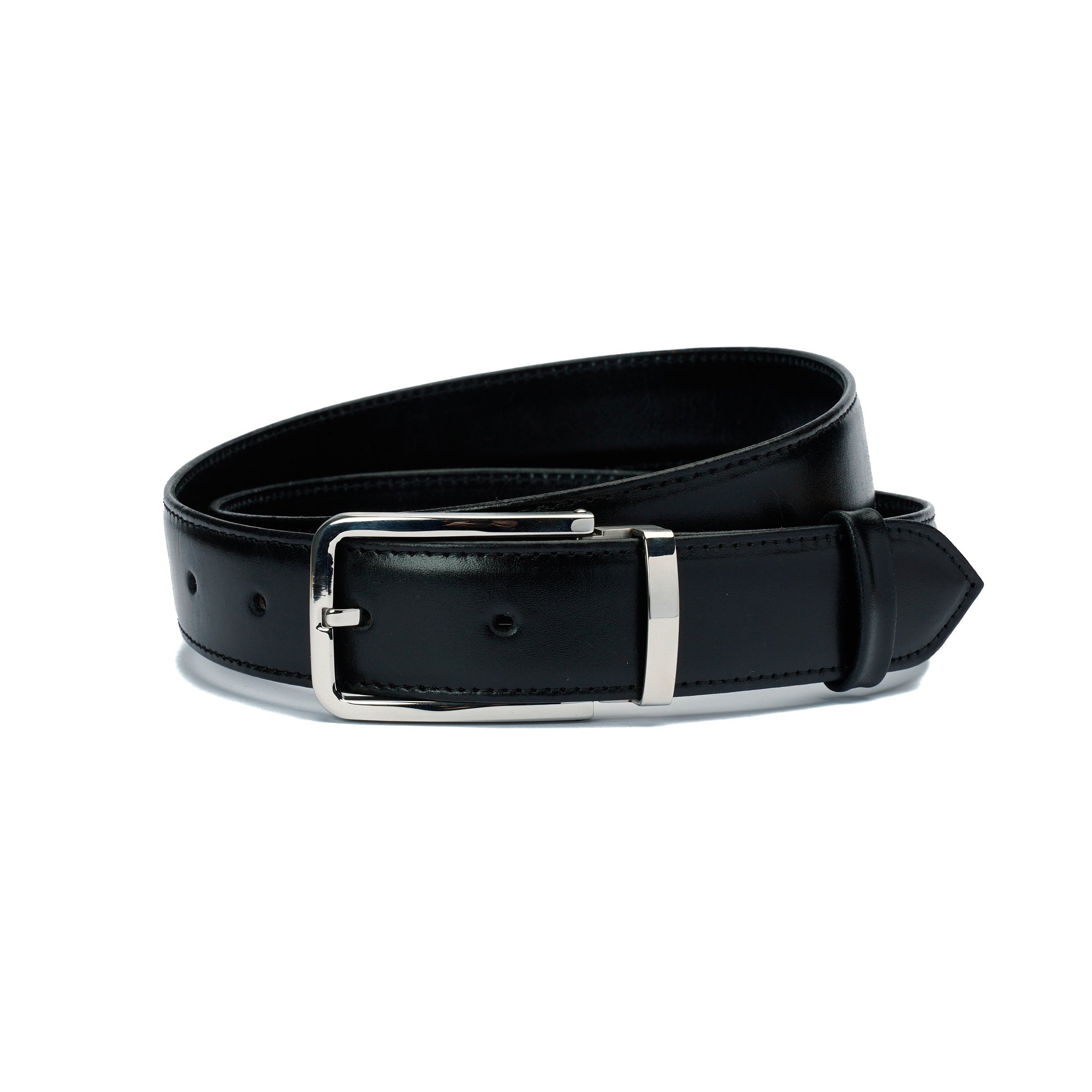 Black Leather Belt – Handmade Minimal Classic Belt for Men