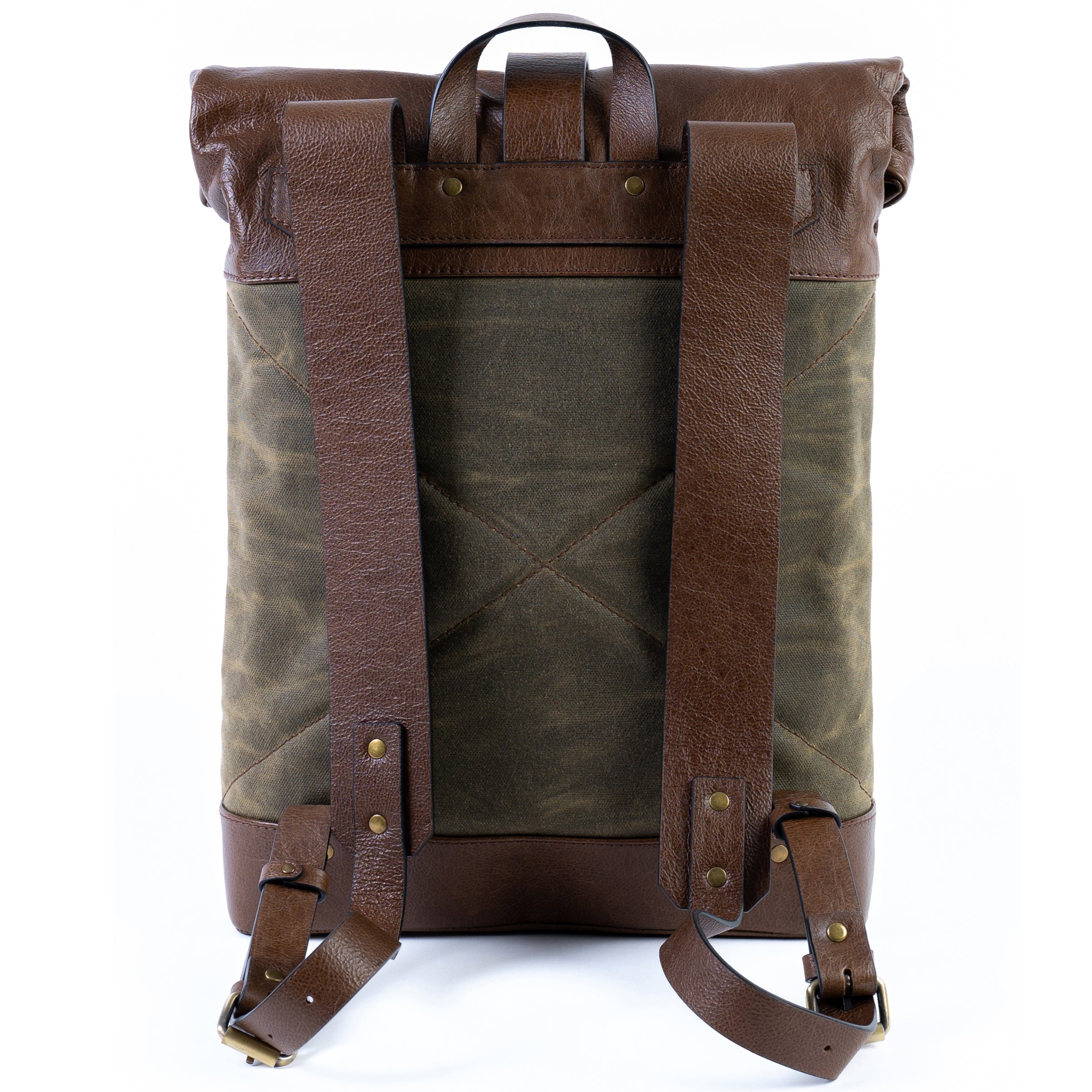 Leather and Waxed Canvas Roll Top Backpack