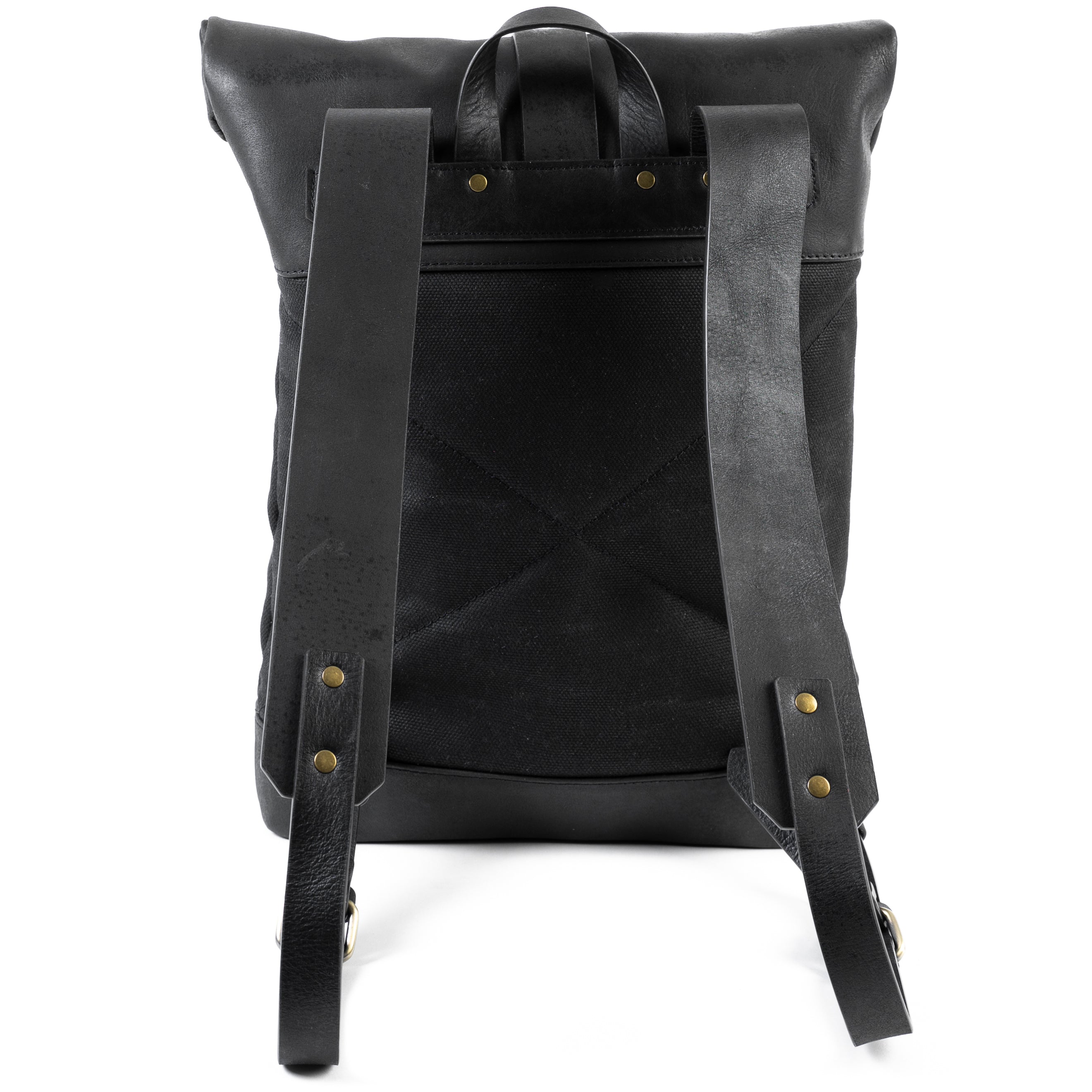 Leather and Waxed Canvas Roll Top Backpack