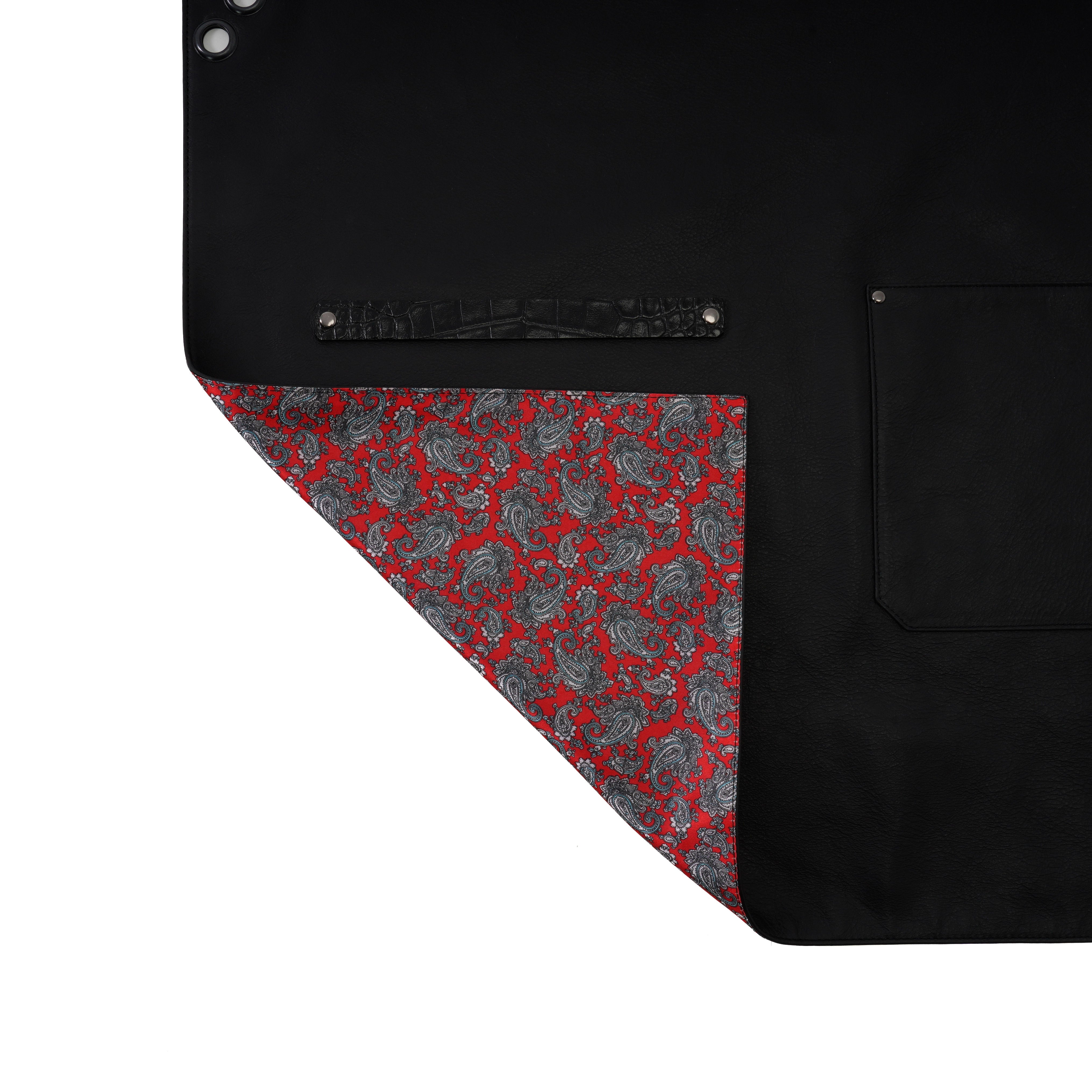 Black Leather Apron with Crocodile Texture – Handmade Professional Work Apron