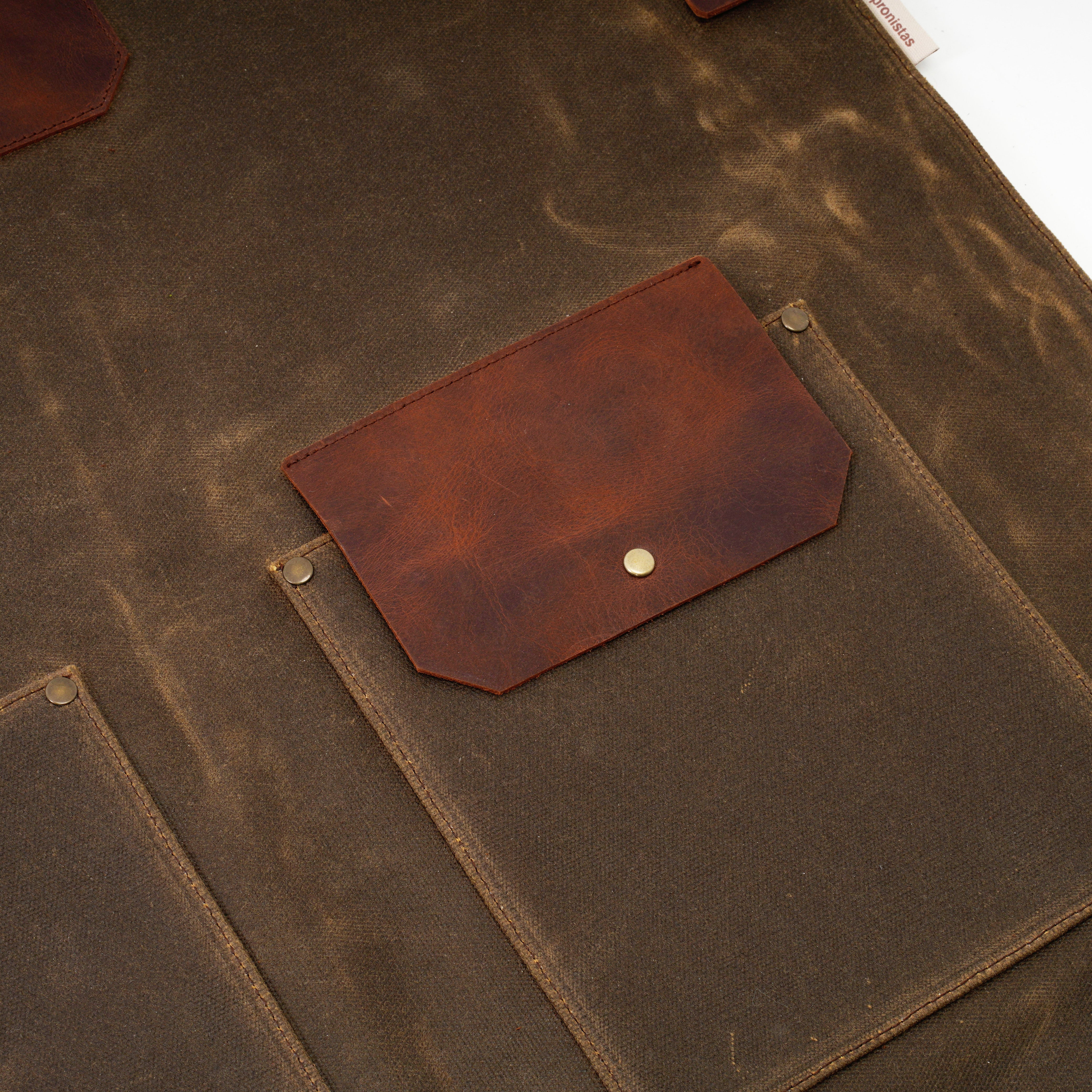 Waxed Canvas & Leather Work Apron – Handmade Professional Apron in Brown