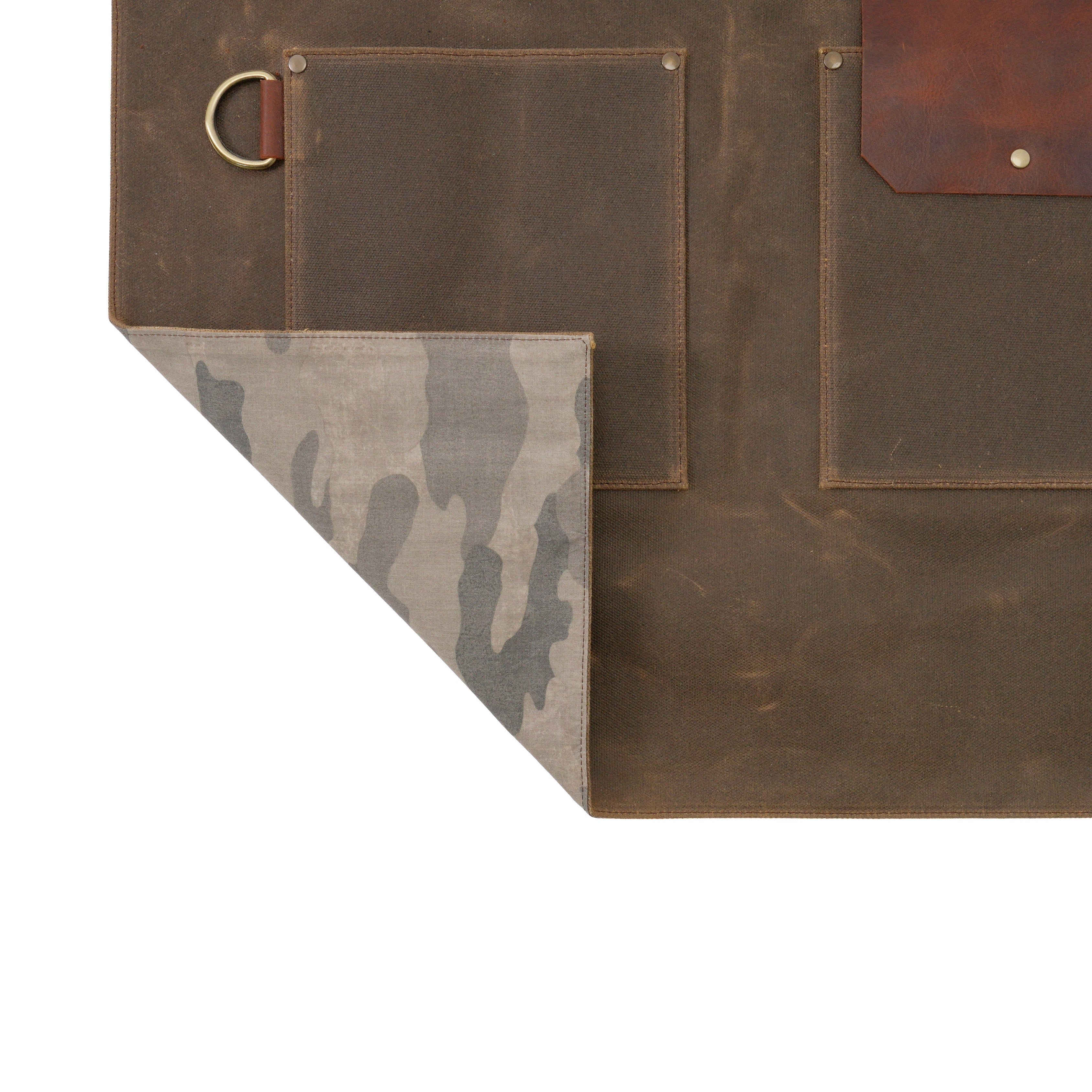 Waxed Canvas & Leather Work Apron – Handmade Professional Apron in Brown
