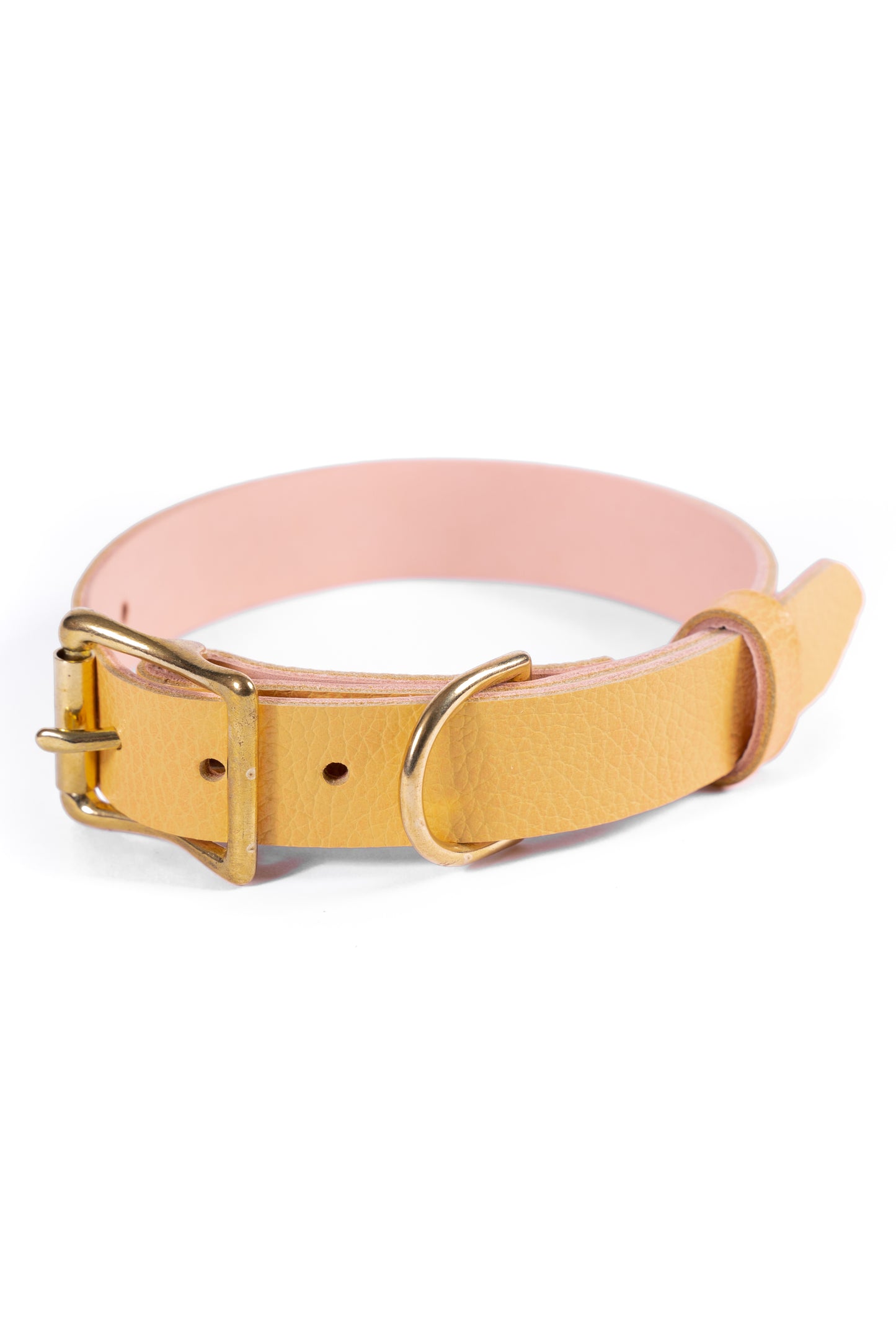 Yellow Leather Collar & Leash Set