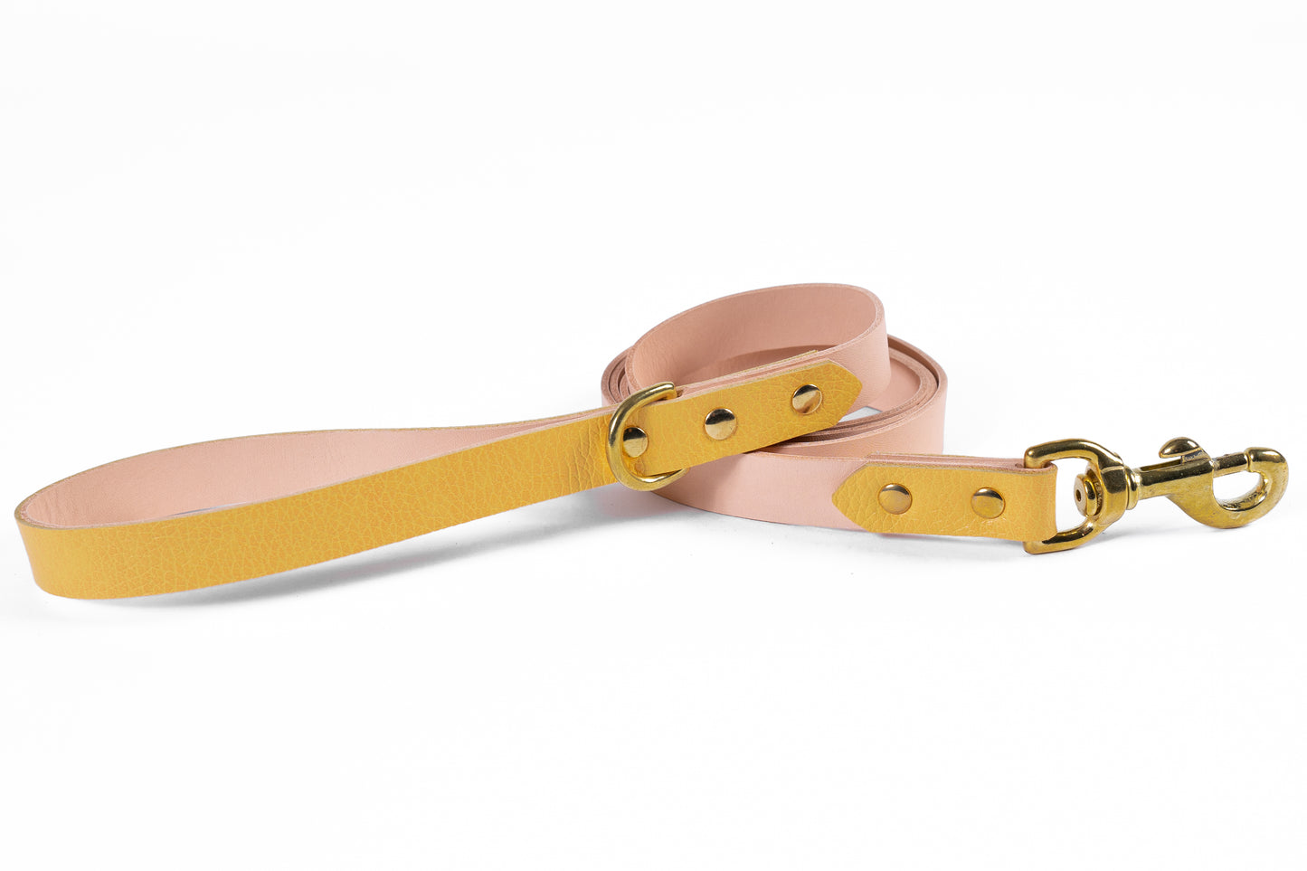 Yellow Leather Collar & Leash Set