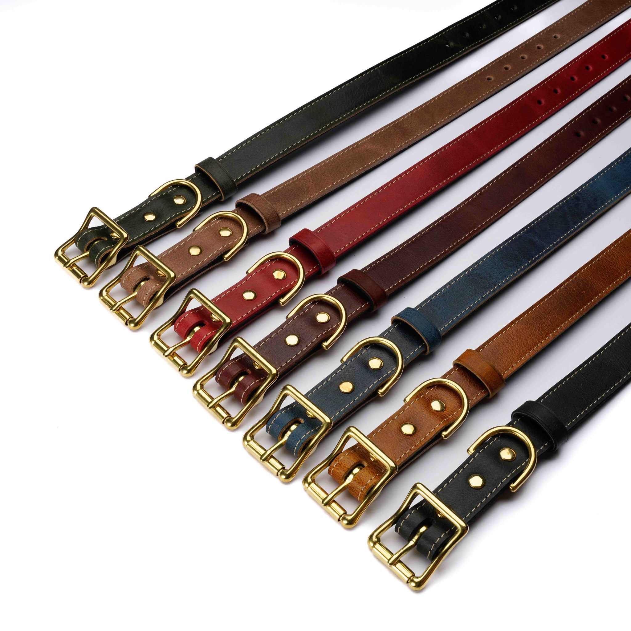 Chestnut Leather Dog Collar – Handmade with Solid Brass Hardware