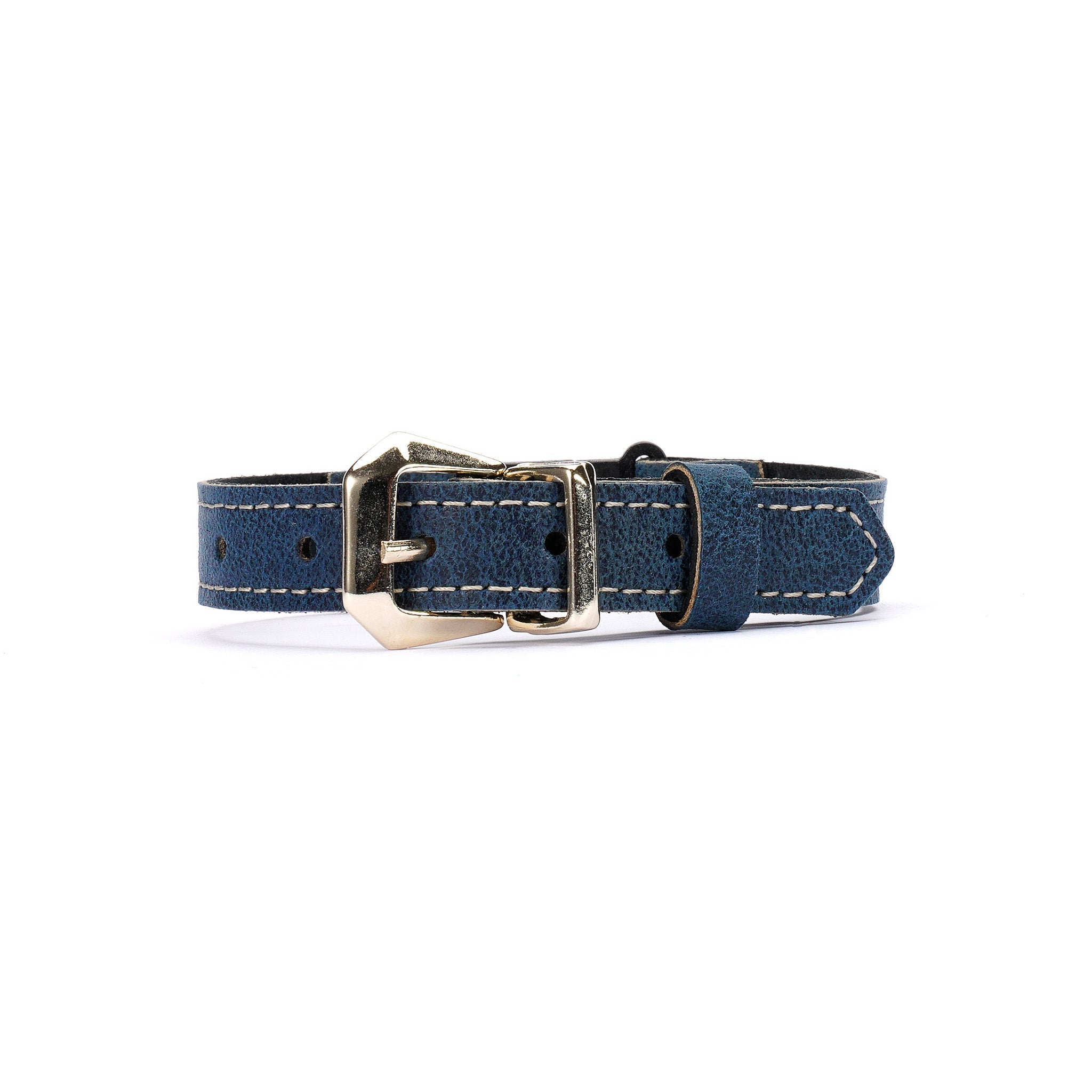 Blue Waxed Leather Cat Collar – Handmade Breakaway Safety Collar
