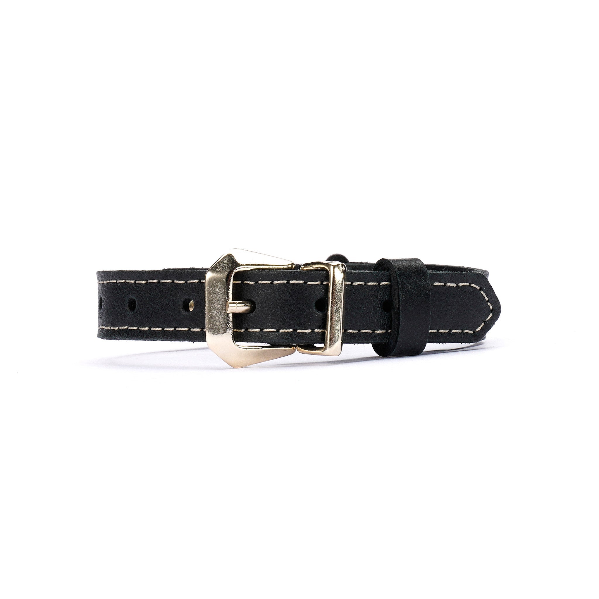 Black Waxed Leather Cat Collar – Handmade Breakaway Safety Collar
