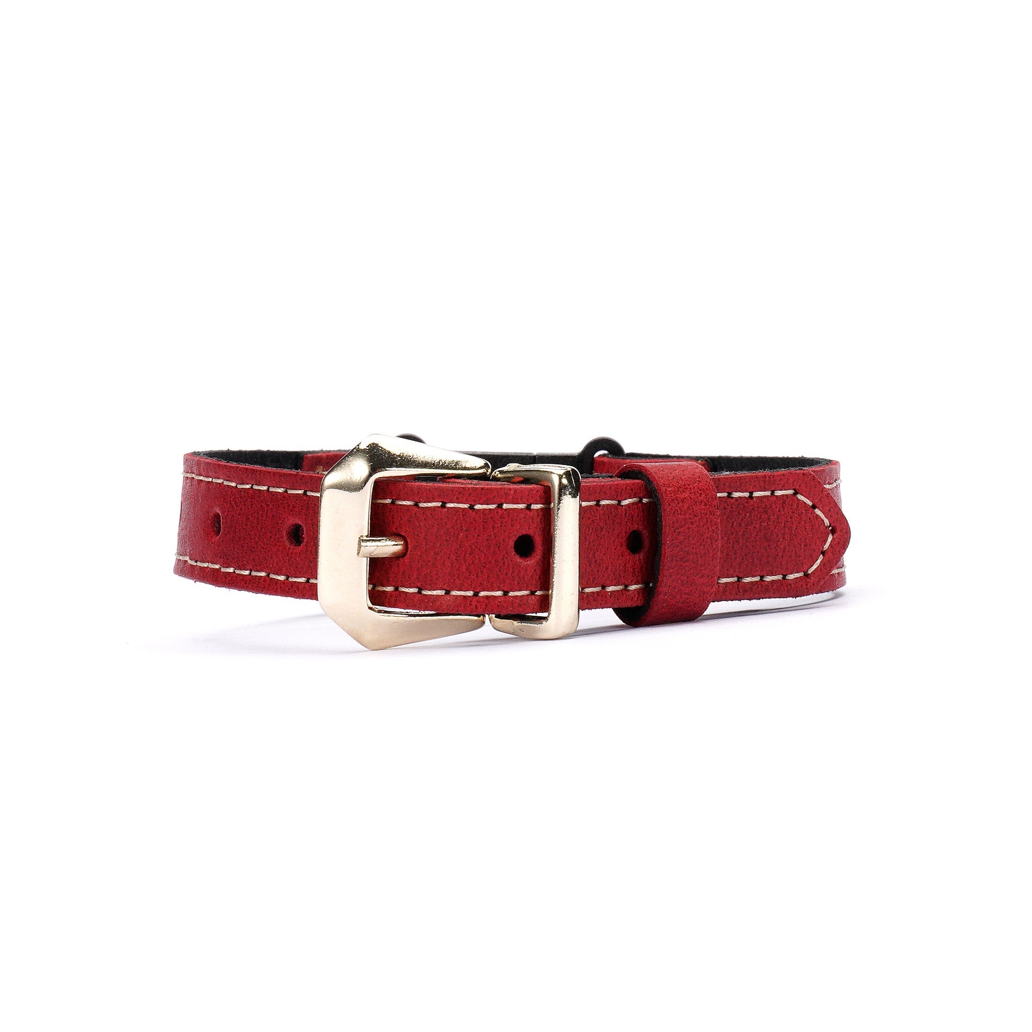 Red Waxed Leather Cat Collar – Handmade Breakaway Safety Collar