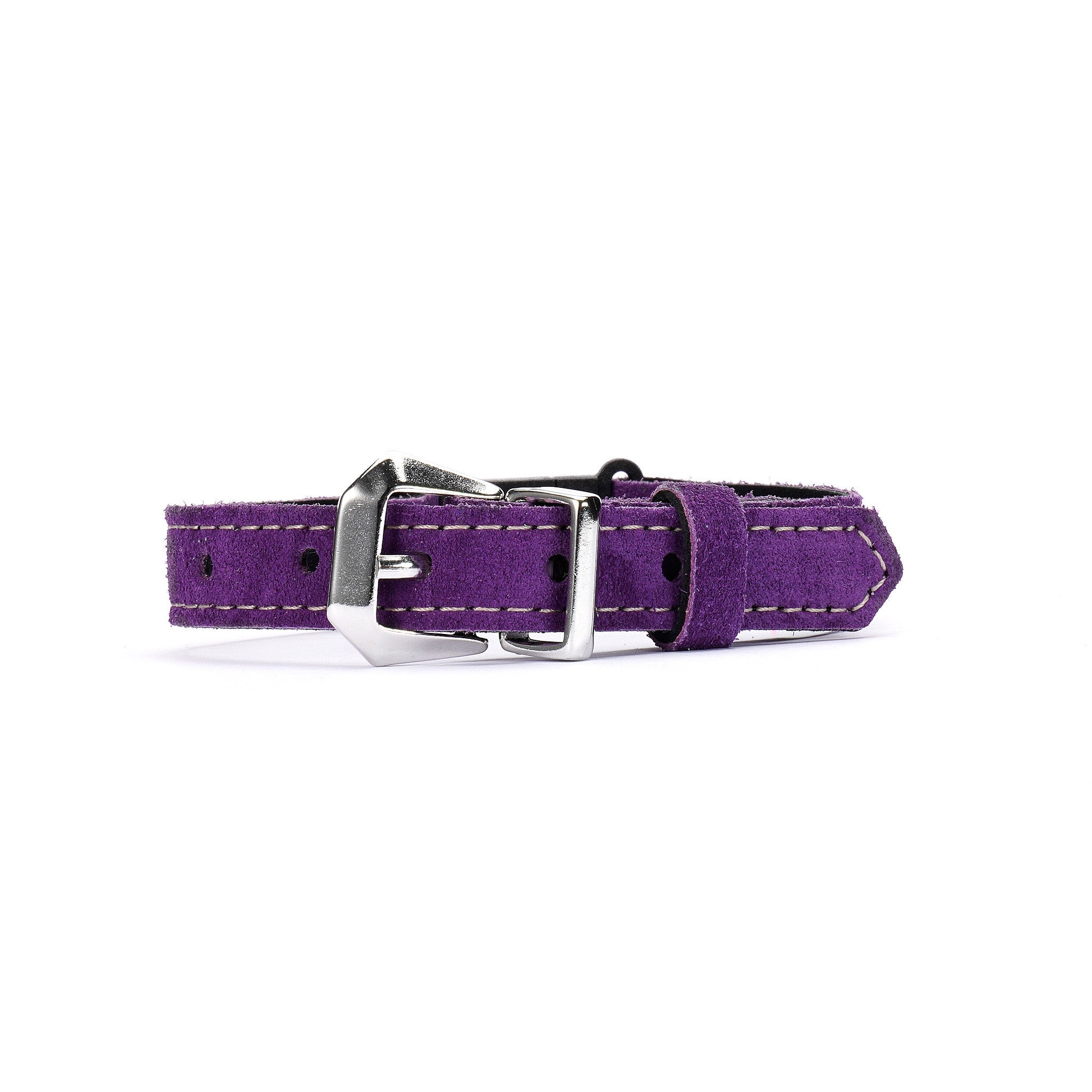 Purple Suede Leather Cat Collar – Adjustable Breakaway Handmade Collar for Cats & Kittens