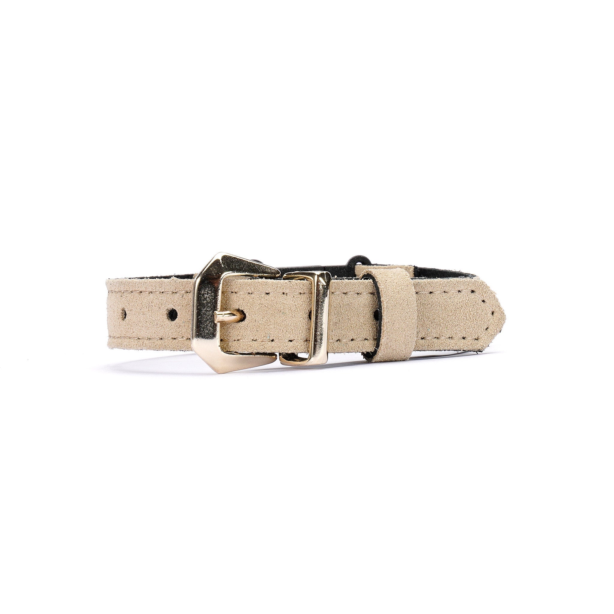 Beige Suede Leather Cat Collar – Adjustable Breakaway Handmade Collar for Cats & Kittens
