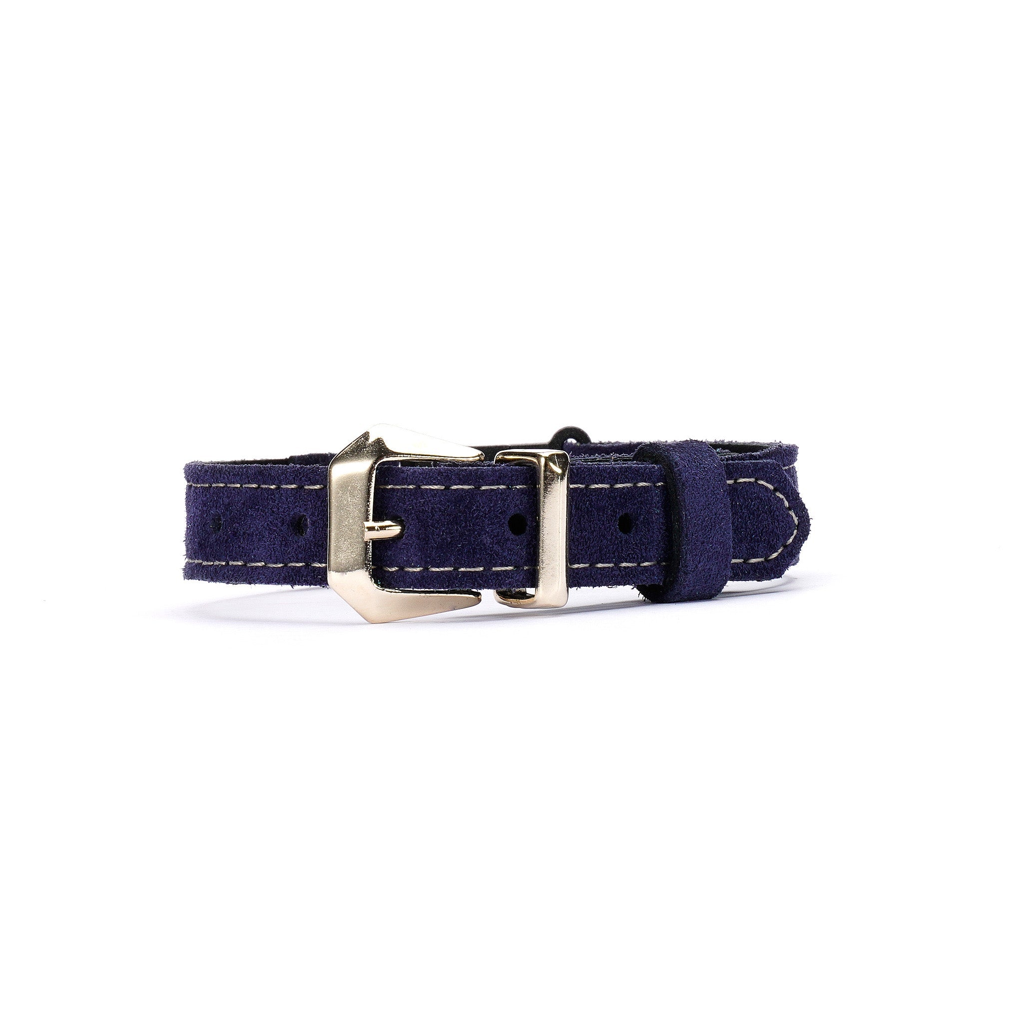 Dark Blue Suede Leather Cat Collar – Adjustable Breakaway Handmade Collar for Cats & Kittens