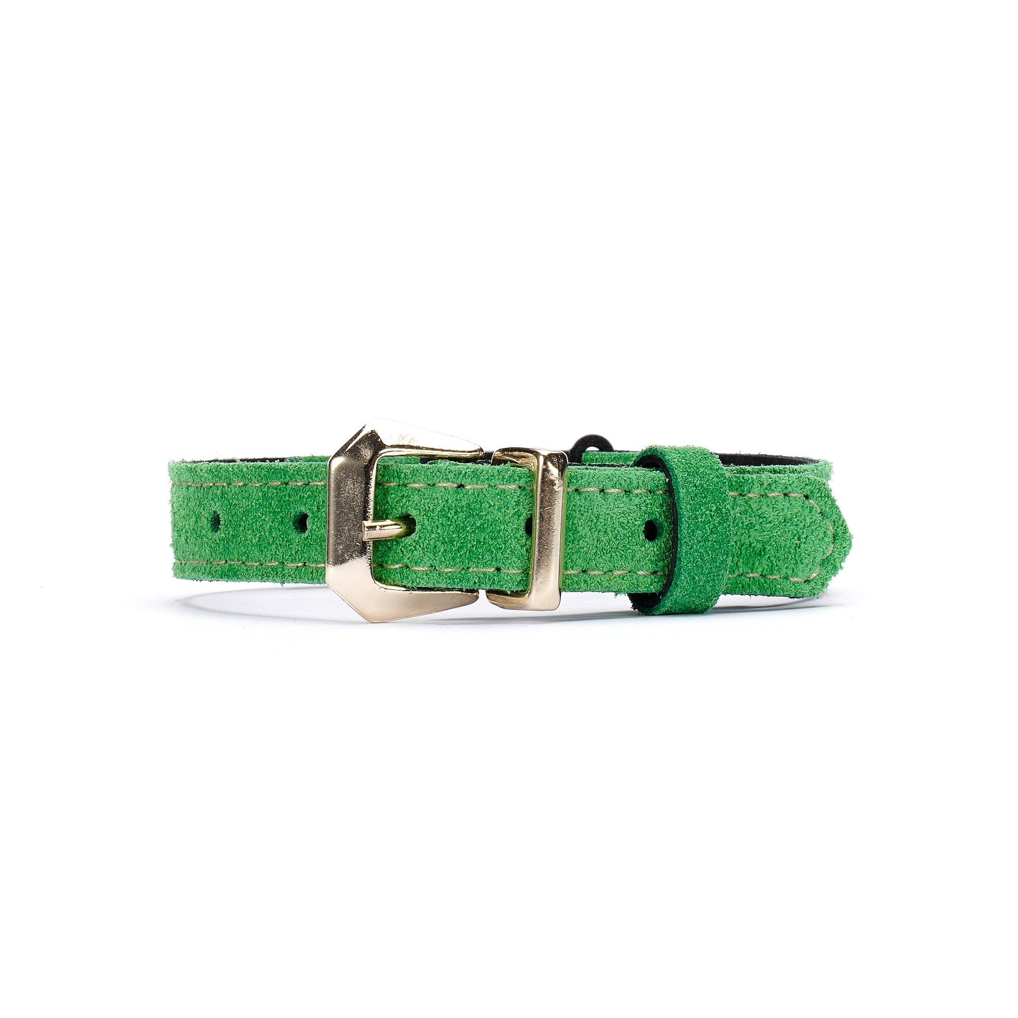 Green Suede Leather Cat Collar – Adjustable Breakaway Handmade Collar for Cats & Kittens