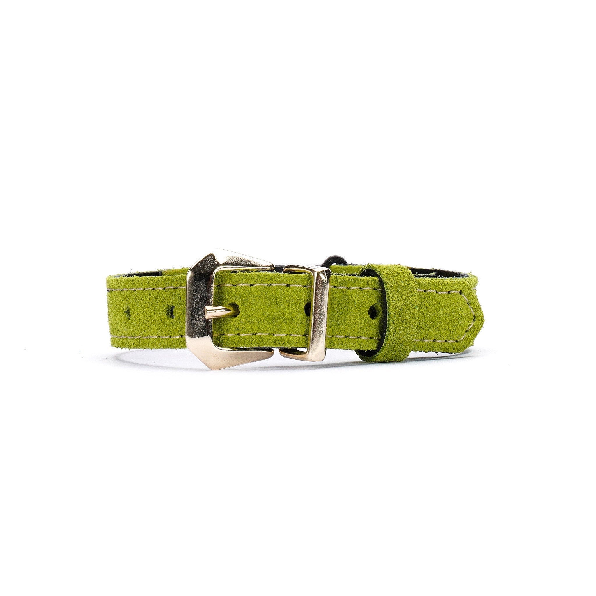 Light Green Suede Leather Cat Collar – Adjustable Breakaway Handmade Collar for Cats & Kittens