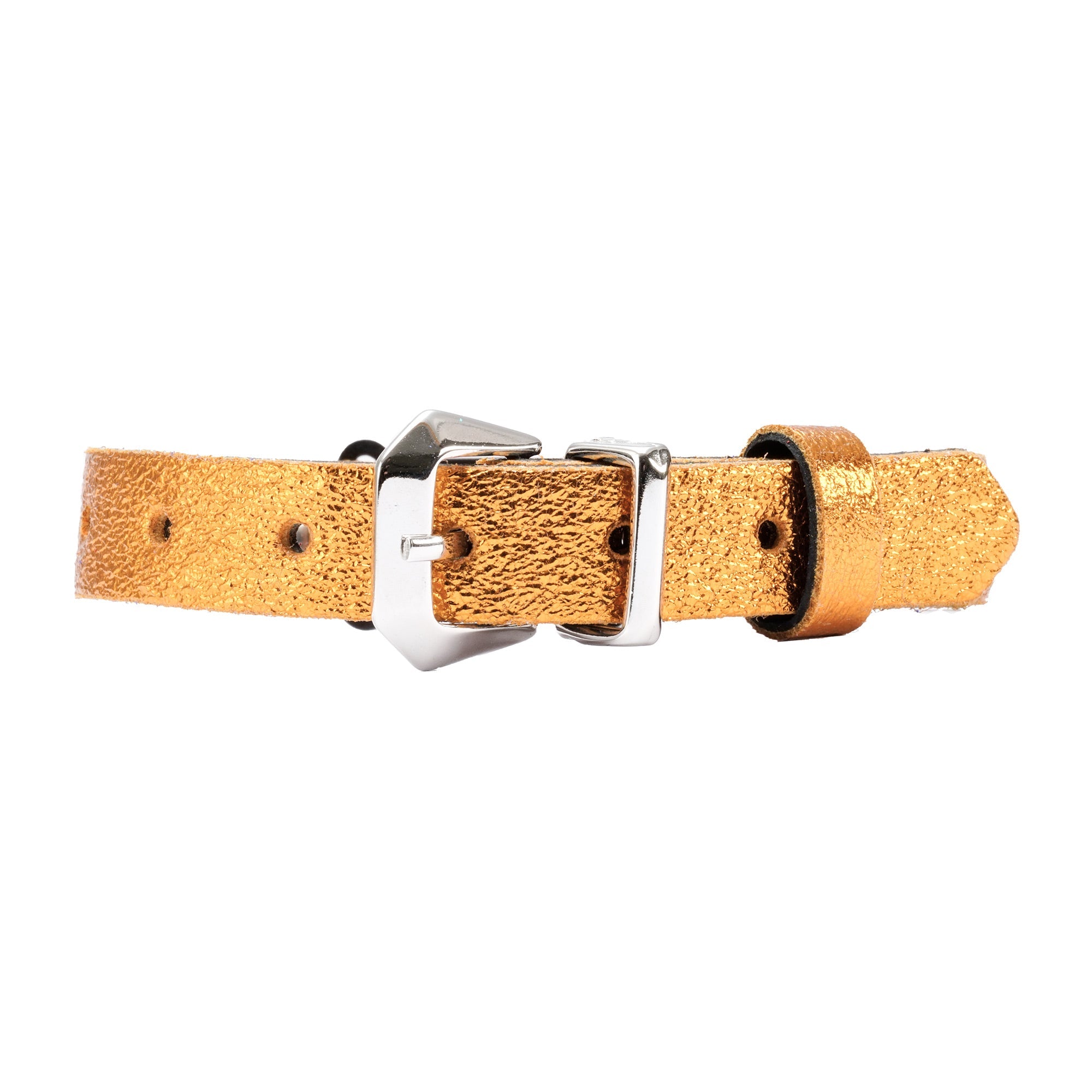 Gold Metallic Leather Cat Collar - Handmade with Breakaway Safety Buckle