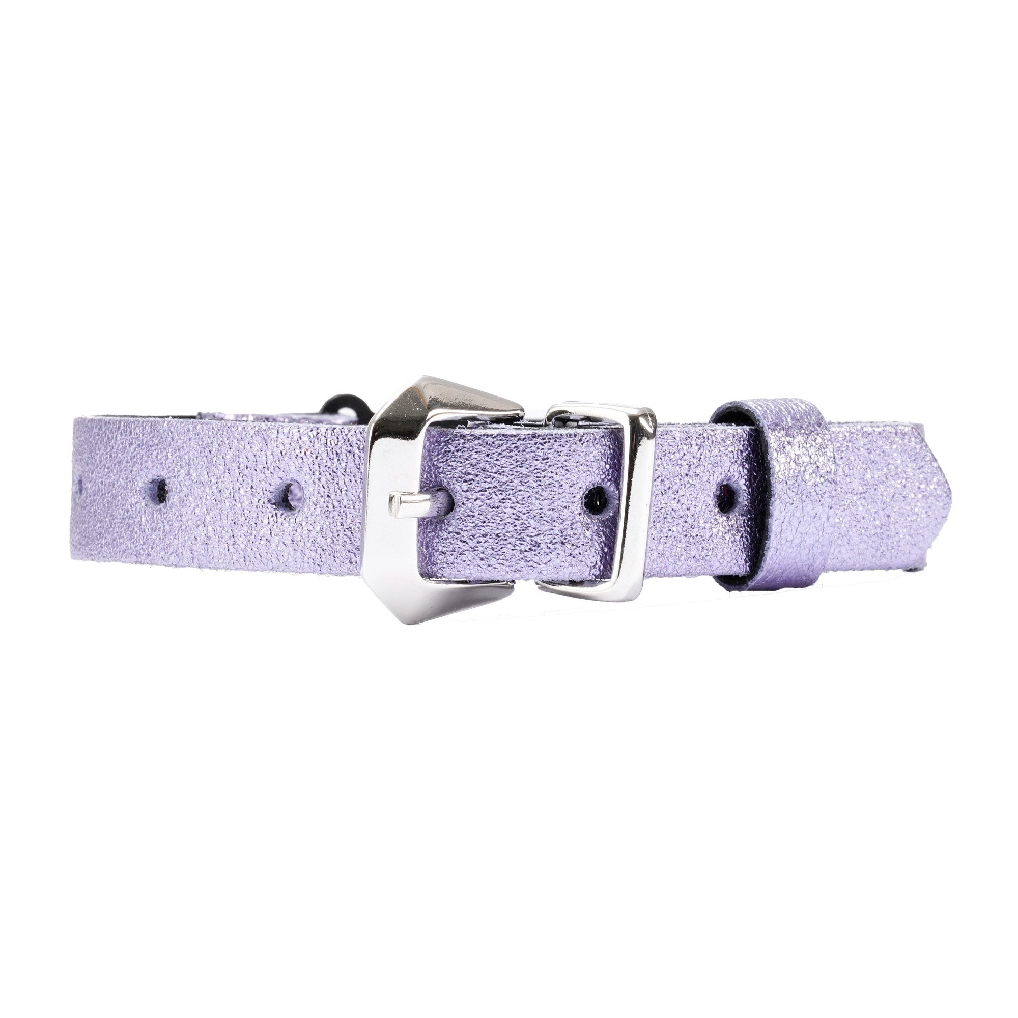 Purple Metallic Leather Cat Collar - Handmade with Breakaway Safety Buckle