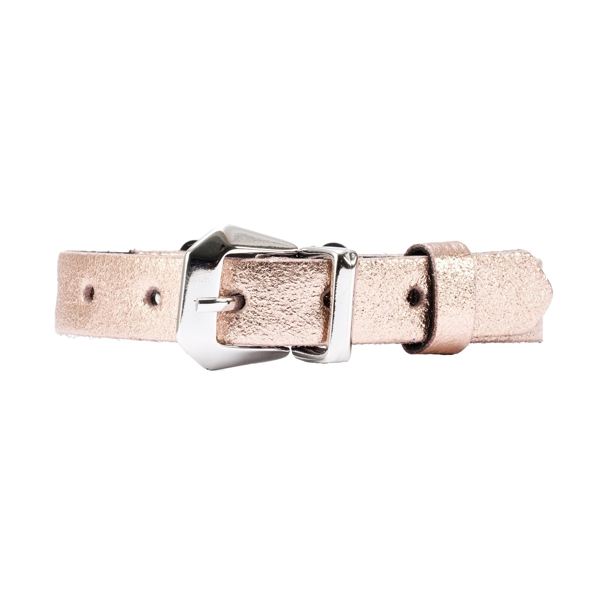 Rose Gold Metallic Leather Cat Collar - Handmade with Breakaway Safety Buckle