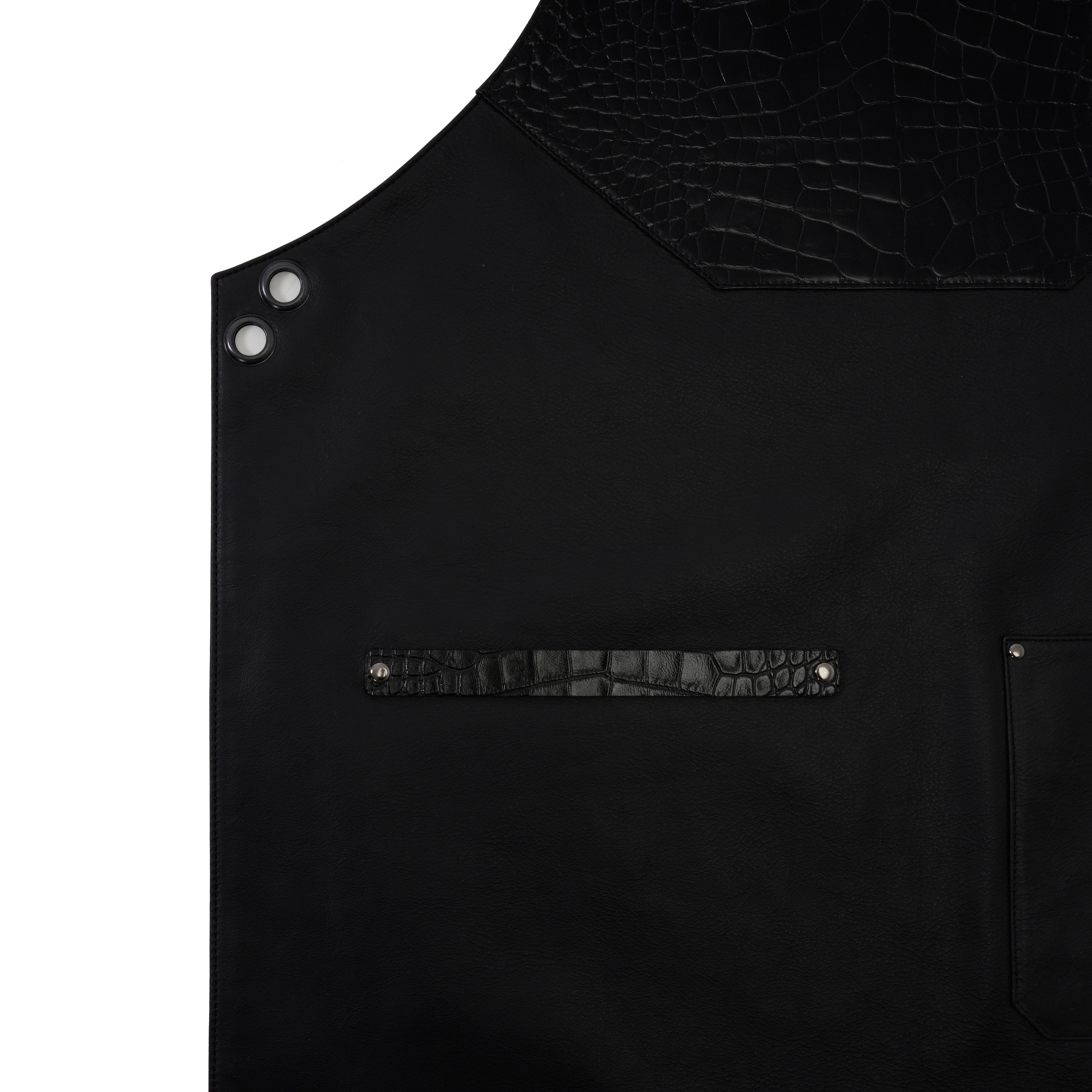 Black Leather Apron with Crocodile Texture – Handmade Professional Work Apron