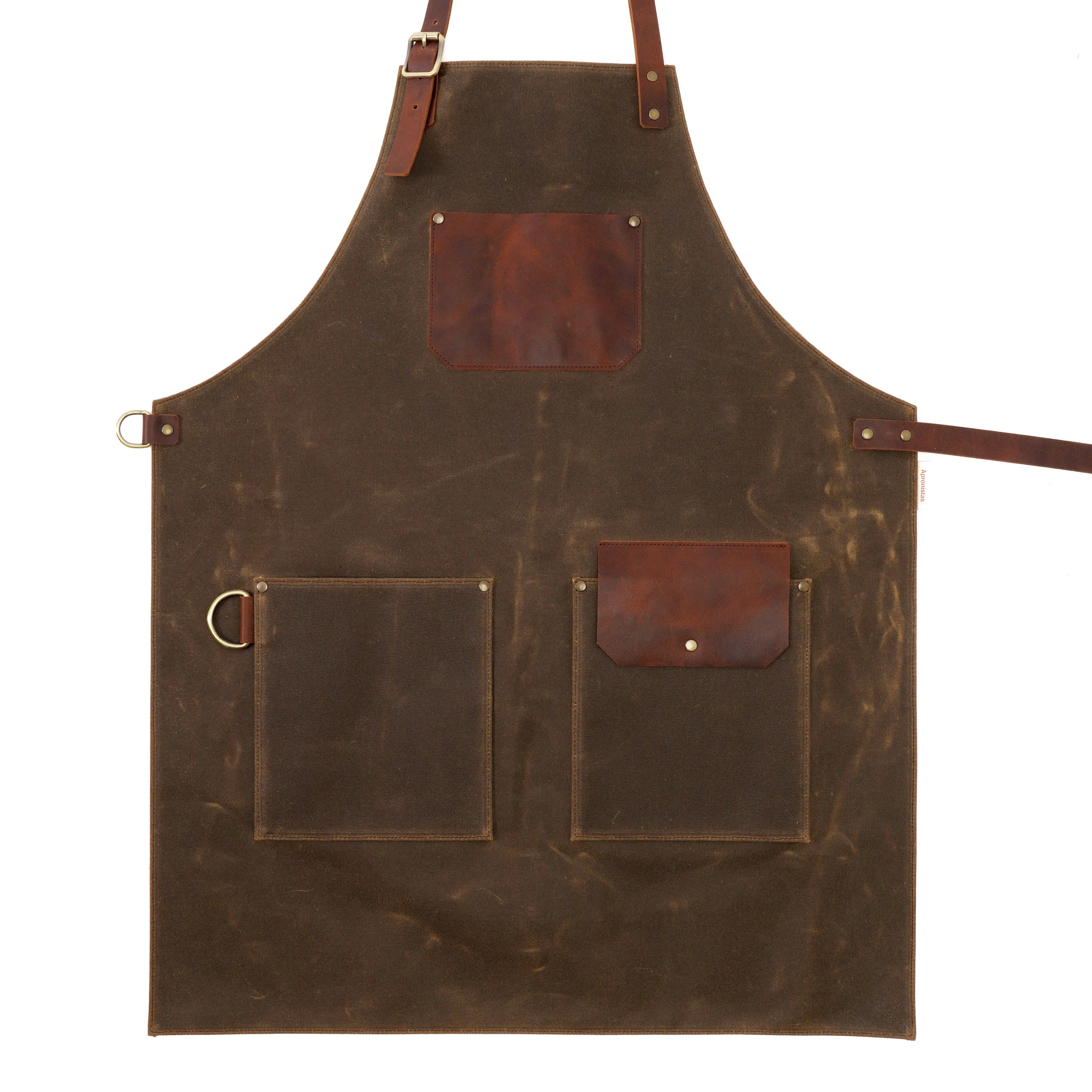Waxed Canvas & Leather Work Apron – Handmade Professional Apron in Brown