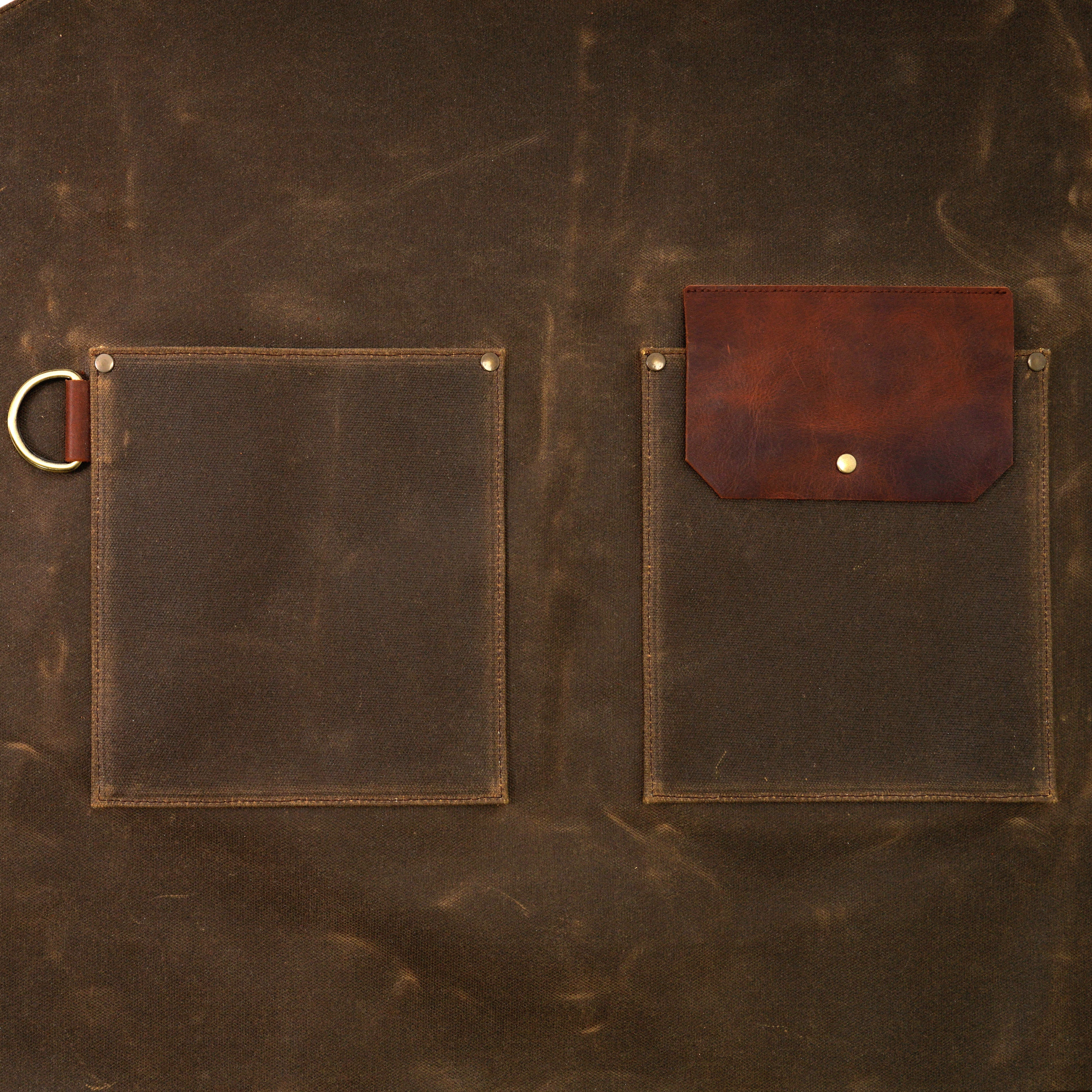 Waxed Canvas & Leather Work Apron – Handmade Professional Apron in Brown