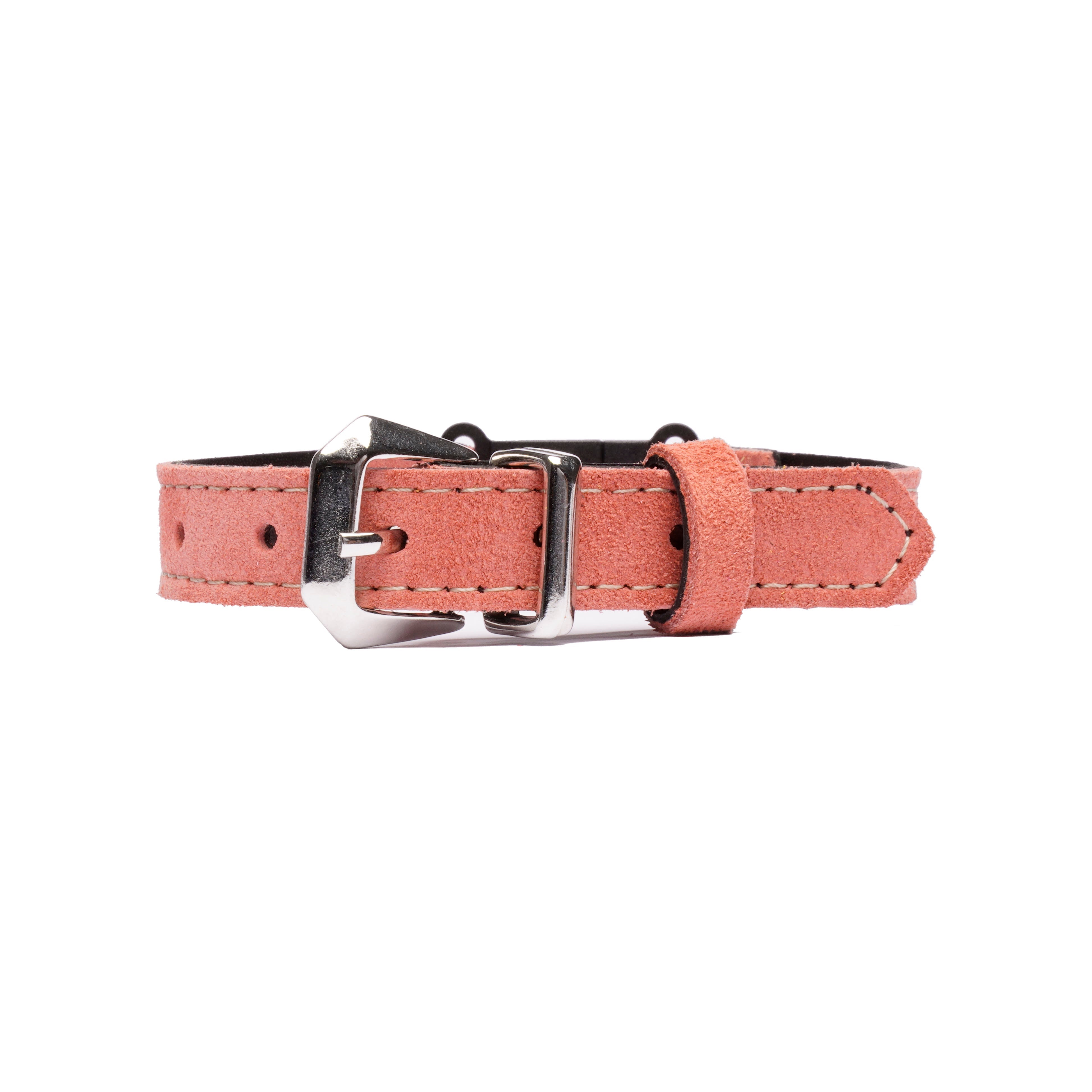 Peach Suede Leather Cat Collar – Adjustable Breakaway Handmade Collar for Cats & Kittens