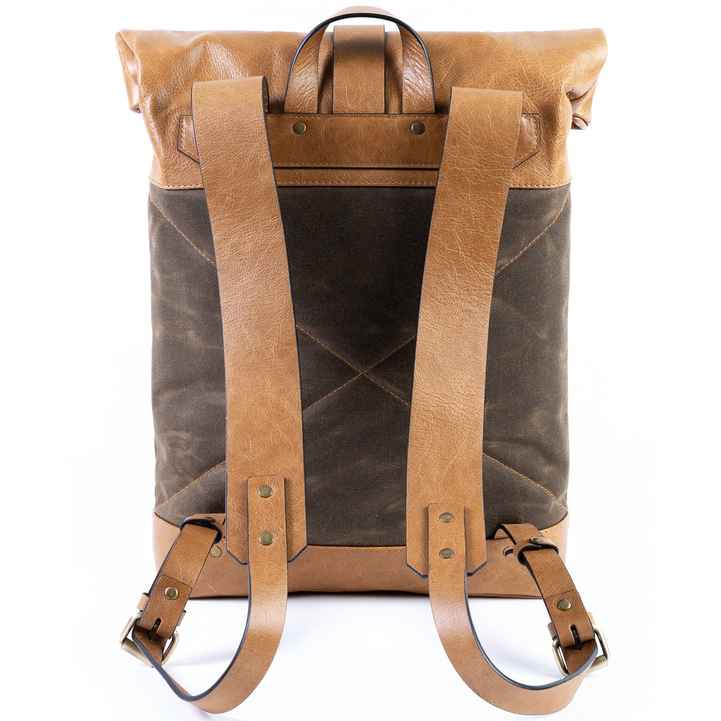 Leather and Waxed Canvas Roll Top Backpack