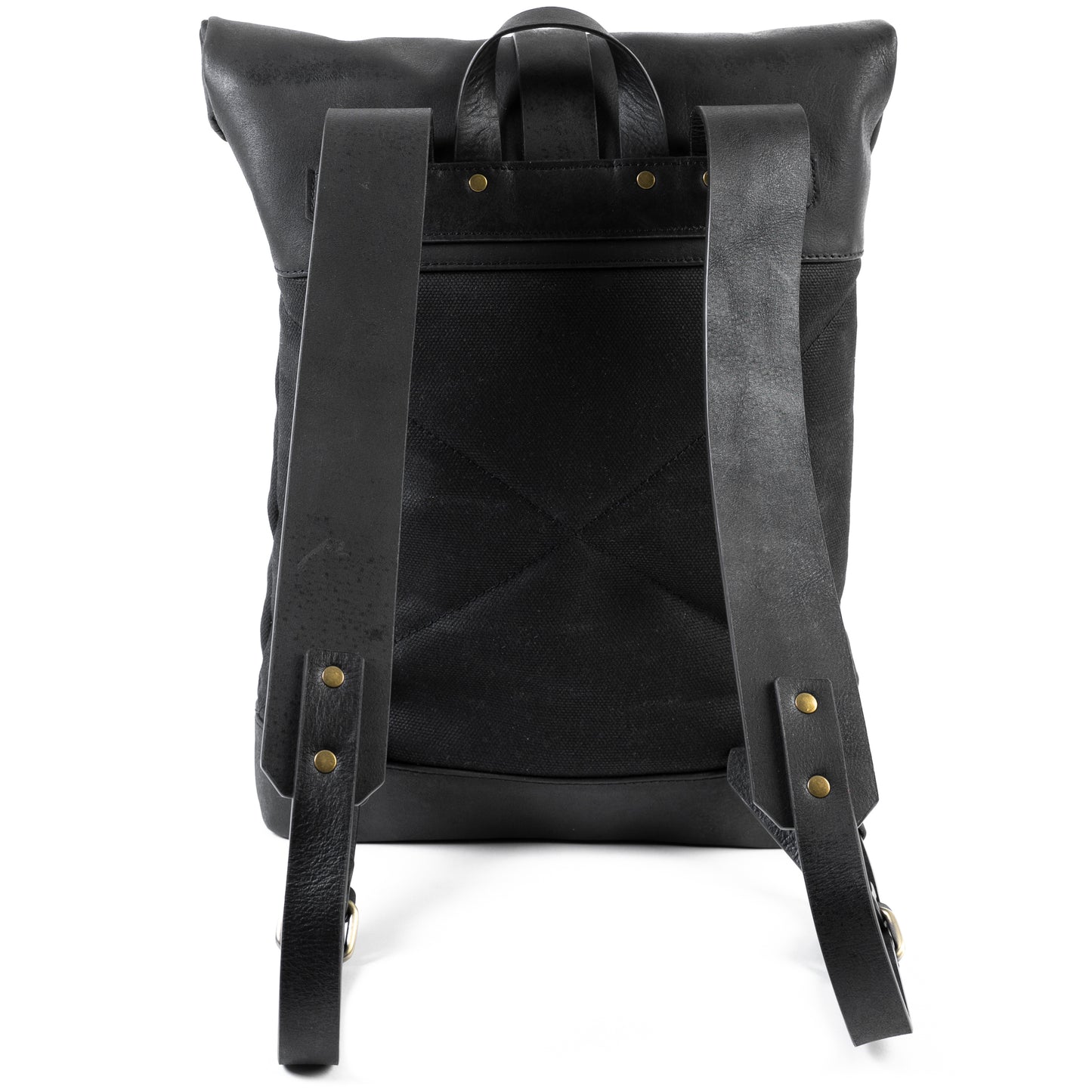 Leather and Waxed Canvas Roll Top Backpack