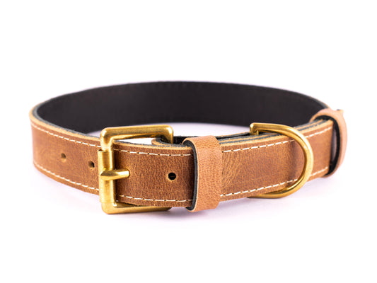 Cigar Veg Tan Leather Dog Collar