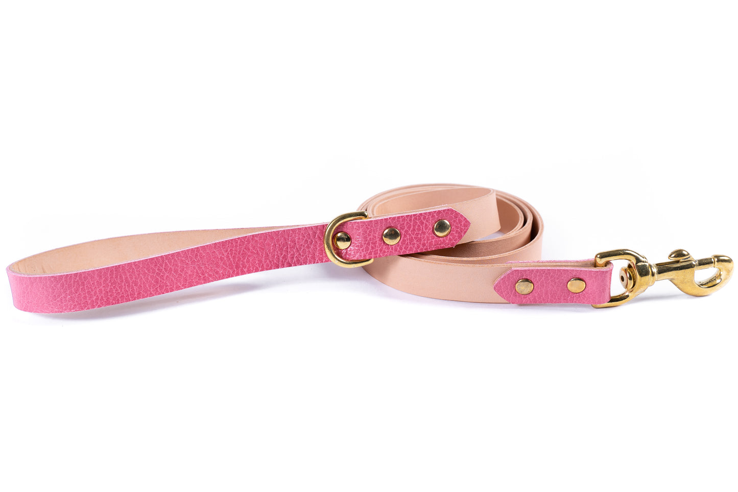 Pink Leather Collar & Leash Set