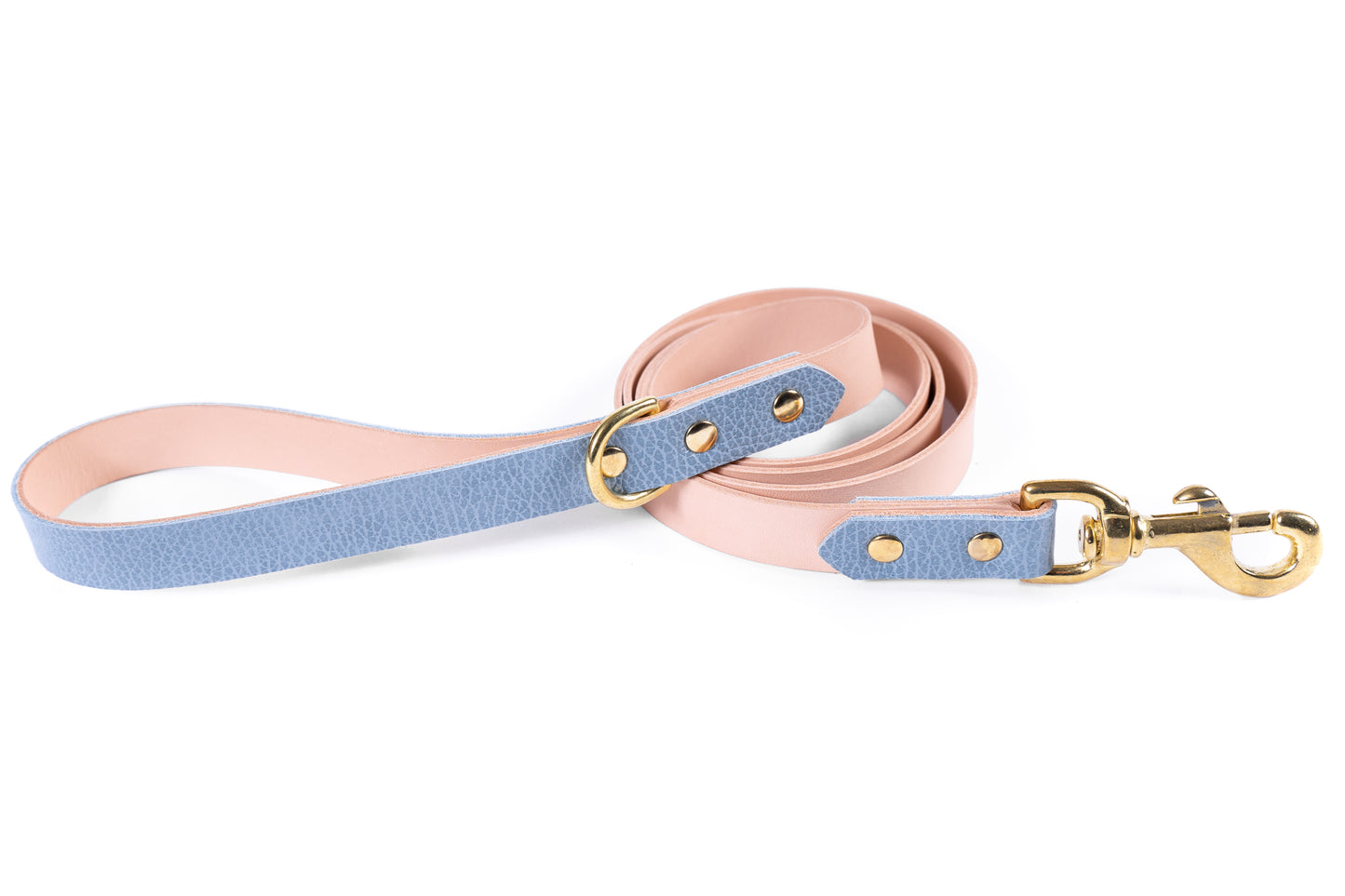Light Blue Leather Collar & Leash Set