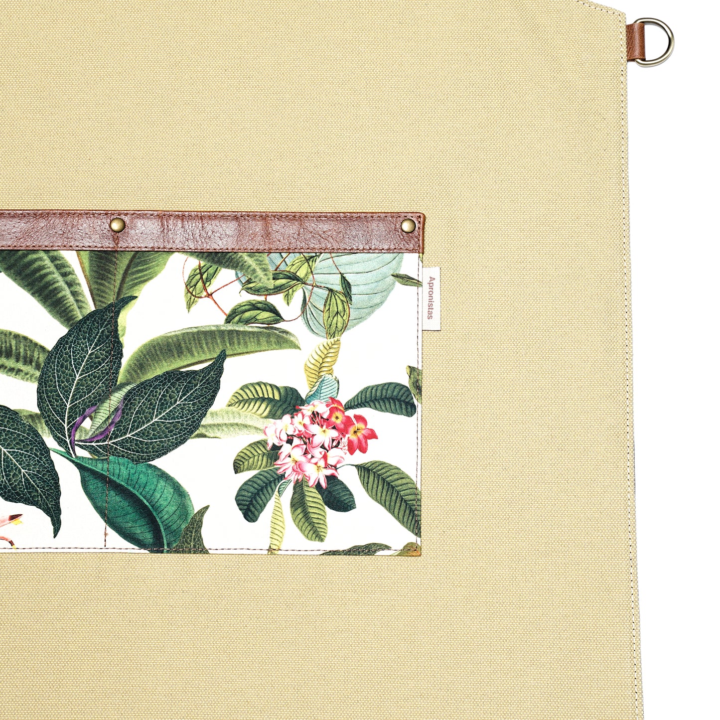 Safari Botanical Canvas Apron – Stylish Apron with Leather Straps and Jungle Print for Gardeners, Chefs, and Artists