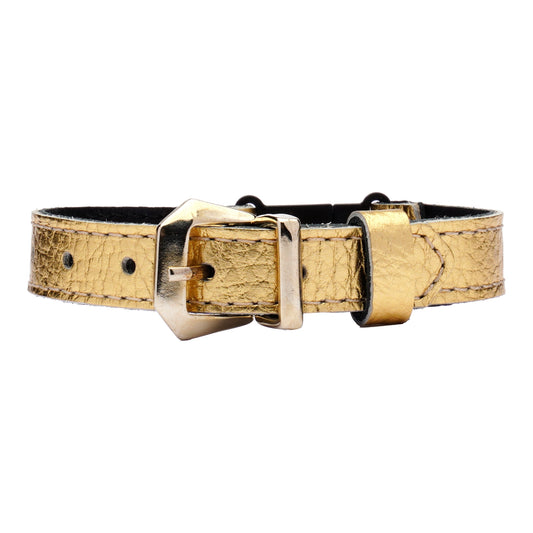 Metallic Leather Cat Collar With Breakaway Safety Buckle